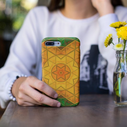 モザイクマンダラフラワーグリーンと黄色 Case-Mate iPhoneケース