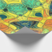 モザイクマンダラフラワーグリーンイエローブルーとオレンジ ラッピングペーパー (角)