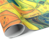 モザイクマンダラフラワーグリーンイエローブルーとオレンジ ラッピングペーパー (ロールコーナー)
