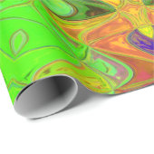 モザイクマンダラフラワーグリーンオレンジと黄色 ラッピングペーパー (ロールコーナー)