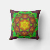 モザイクマンダラフラワーグリーン黄色と紫 クッション (裏面)