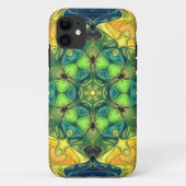 モザイクマンダラフラワーグリーン黄色と青 Case-Mate iPhoneケース (裏面)