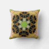 モザイクマンダラフラワーグリーン黄色と黒 クッション (裏面)