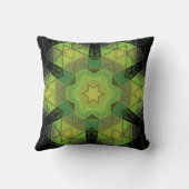 モザイクマンダラフラワーグリーン黄色と黒 クッション (裏面)