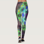 モザイクマンダラフラワーパープルブルーとグリーン レギンス (裏面)