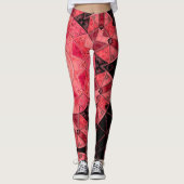 モザイクマンダラフラワーピンクとブラック レギンス (正面)