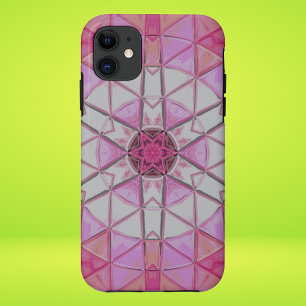モザイクマンダラフラワーピンクと白 iPhone 11 ケース