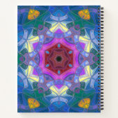 モザイクマンダラフラワーピンクブルーとイエロー ノートブック (裏面)