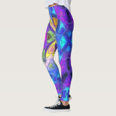 モザイクマンダラフラワーピンクブルーとイエロー レギンス (左)