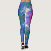 モザイクマンダラフラワーピンクブルーとイエロー レギンス (裏面)