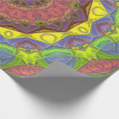 モザイクマンダラフラワーピンク黄色と緑 ラッピングペーパー (角)