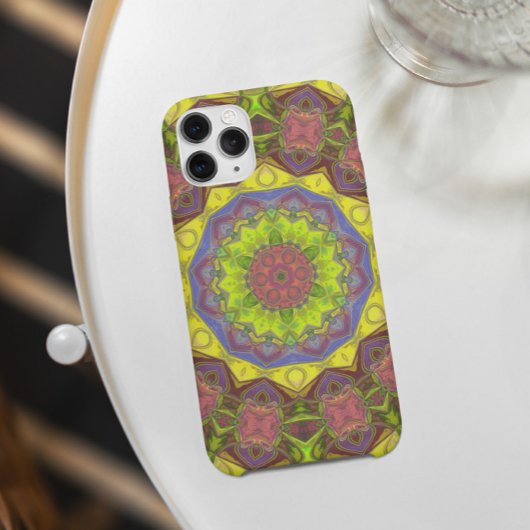 モザイクマンダラフラワーピンク黄色と緑 Case-Mate iPhoneケース