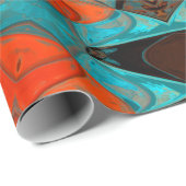 モザイクマンダラフラワーブルーとオレンジ ラッピングペーパー (ロールコーナー)