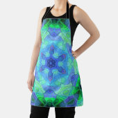 モザイクマンダラフラワーブルーとグリーン エプロン (インサイチュ)