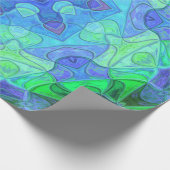 モザイクマンダラフラワーブルーとグリーン ラッピングペーパー (角)