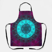 モザイクマンダラフラワーブルーとパープル エプロン (正面)