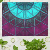 モザイクマンダラフラワーブルーとパープル キッチンタオル (折り畳み)