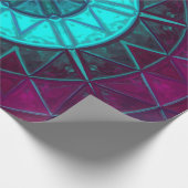 モザイクマンダラフラワーブルーとパープル ラッピングペーパー (角)