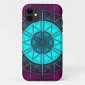 モザイクマンダラフラワーブルーとパープル Case-Mate iPhoneケース (裏面)