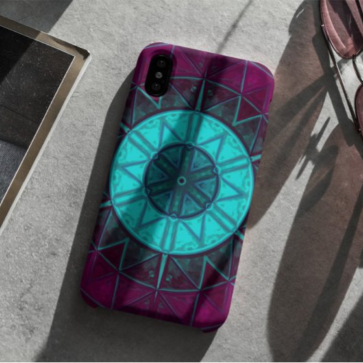 モザイクマンダラフラワーブルーとパープル Case-Mate iPhoneケース