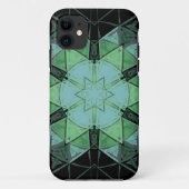 モザイクマンダラフラワーブルーグリーンとブラック Case-Mate iPhoneケース (裏面)