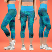 モザイクマンダラフラワーブルー カプリレギンス