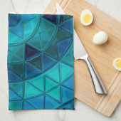 モザイクマンダラフラワーブルー キッチンタオル (四つ折り)