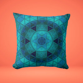 モザイクマンダラフラワーブルー クッション