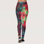 モザイクマンダラフラワーレッドティール（緑がかった色）とブルー レギンス (裏面)