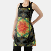 モザイクマンダラフラワーレッド黄緑と黒 エプロン (インサイチュ)