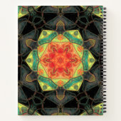 モザイクマンダラフラワーレッド黄緑と黒 ノートブック (裏面)
