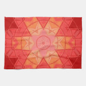 モザイクマンダラフラワー赤とオレンジ キッチンタオル (横)