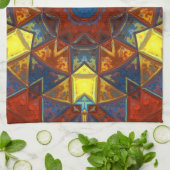 モザイクマンダラフラワー赤と青 キッチンタオル (折り畳み)