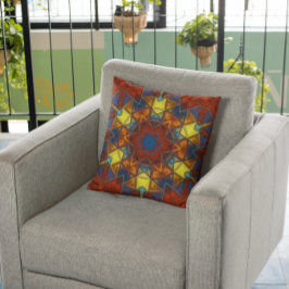 モザイクマンダラフラワー赤と青 クッション