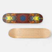 モザイクマンダラフラワー赤と青 スケートボード (横)