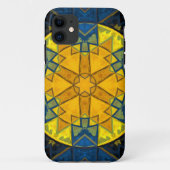 モザイクマンダラフラワー黄色と青 Case-Mate iPhoneケース (裏面)