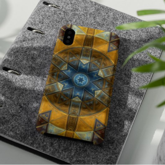 モザイクマンダラフラワー黄色と青 Case-Mate iPhoneケース