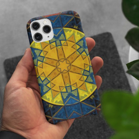 モザイクマンダラフラワー黄色と青 Case-Mate iPhoneケース