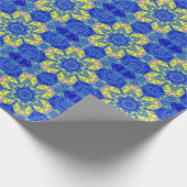 モザイクマンダラブルーとイエロー ラッピングペーパー (角)