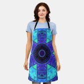 モザイクマンダラブルーとパープル エプロン (着用した状態)