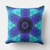 モザイクマンダラブルーとパープル クッション (正面)