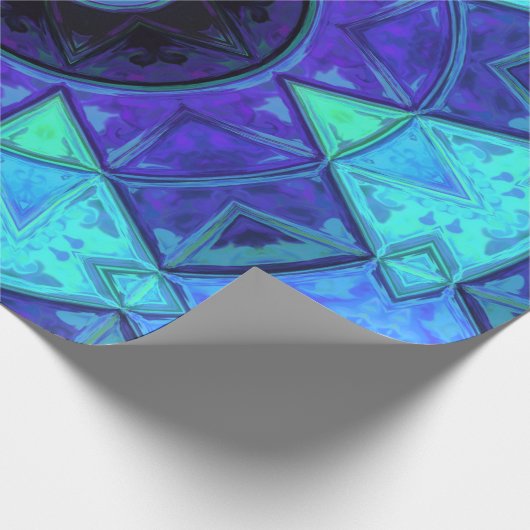 モザイクマンダラブルーとパープル ラッピングペーパー (角)