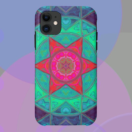 モザイクマンダラブルーグリーンと赤 Case-Mate iPhoneケース