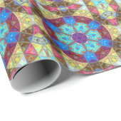 モザイクマンダラブルーピンクとイエロー ラッピングペーパー (ロールコーナー)