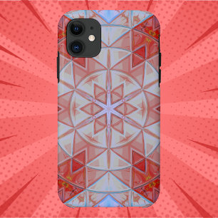 モザイクマンダラレッド白とブルー iPhone 11 ケース