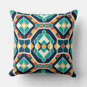 モザイクミッドインスパイアセンチュリースタイル幾何学的パターン クッション (正面)