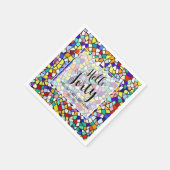 モザイクモダンカラフルハロー40th誕生日 スタンダードカクテルナプキン (角)