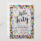 モザイクモダンカラフルハロー40th誕生日 招待状 (正面)