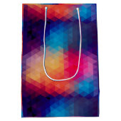 モザイクモダンカラフル幾何パターン ミディアムペーパーバッグ (裏面)