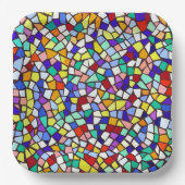 モザイクモダンタイルカラフルパターン ペーパープレート (正面)